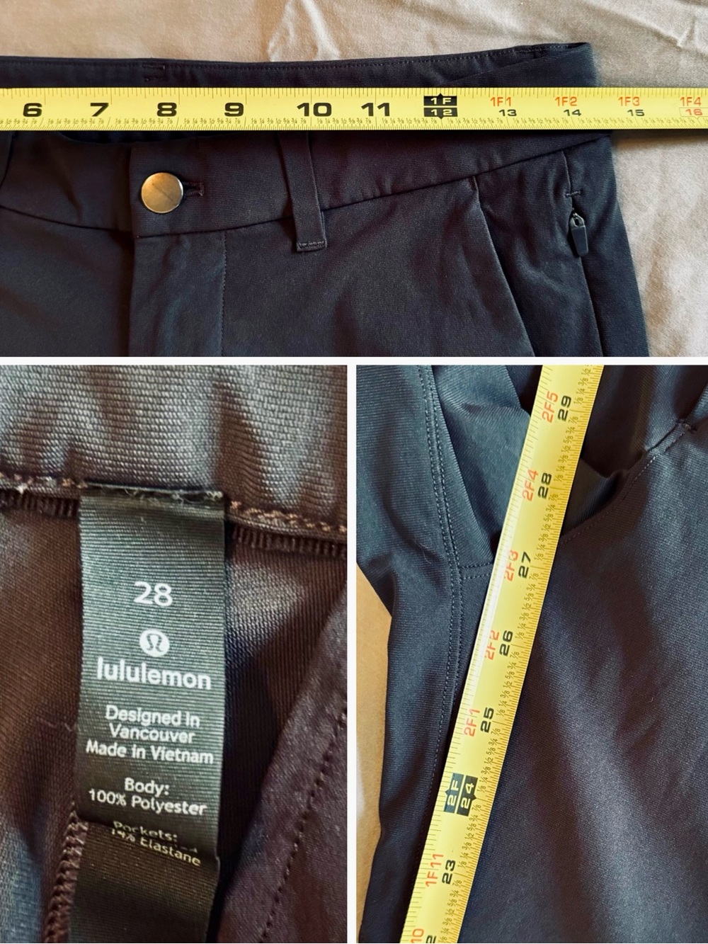 LULULEMON Men's Commission Pant Dark Grey Slim Chinos Technical Pants - Picture 16 of 16